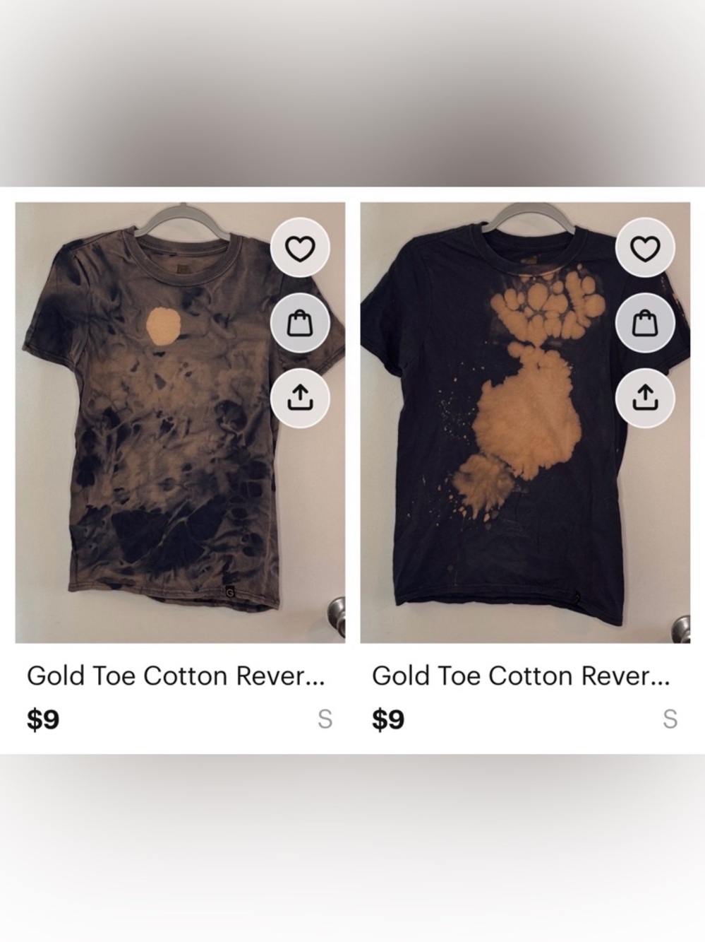 Gold Toe Cotton Reverse Tie-Dye Crewneck T-Shirt - Brown/Navy small